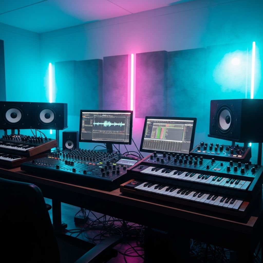 DJ Panda Indonesia di studio musik produksi EDM dan house music